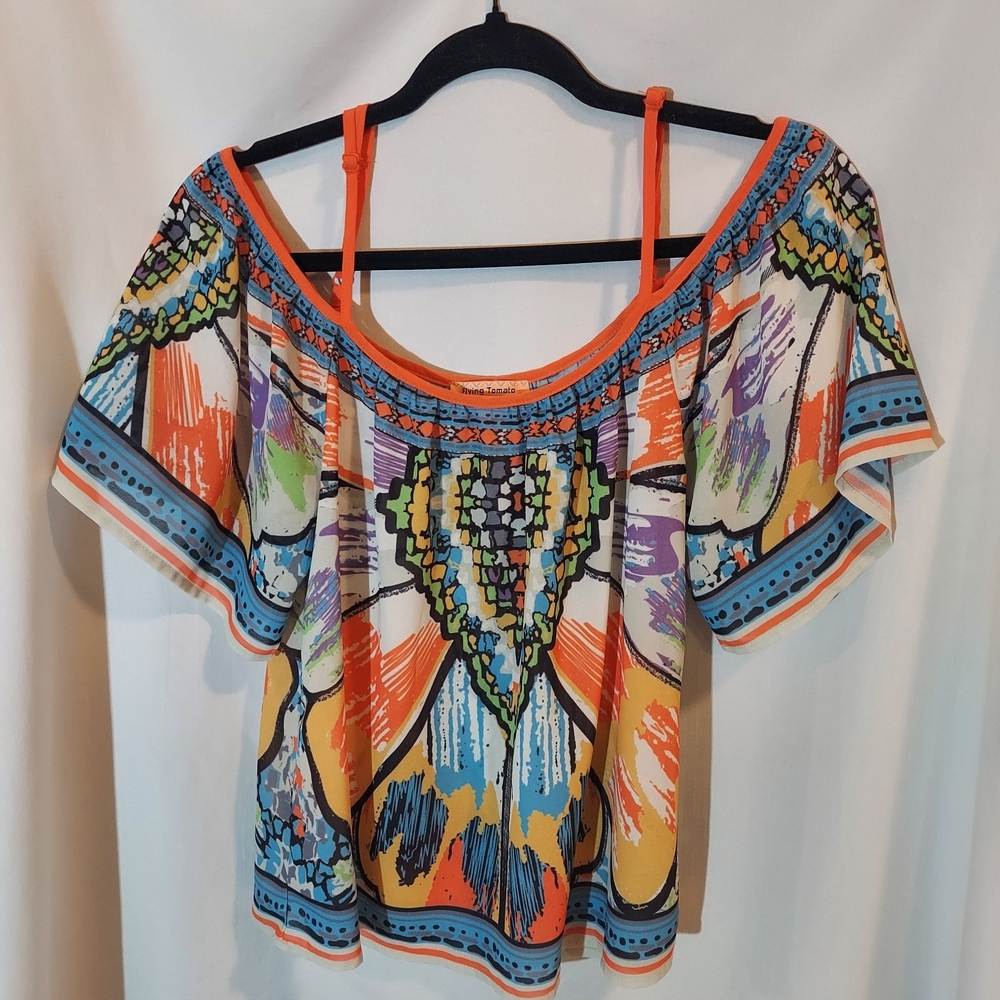 Flying Tomato Boho Fairy Multicolor Off-Shoulder Blouse